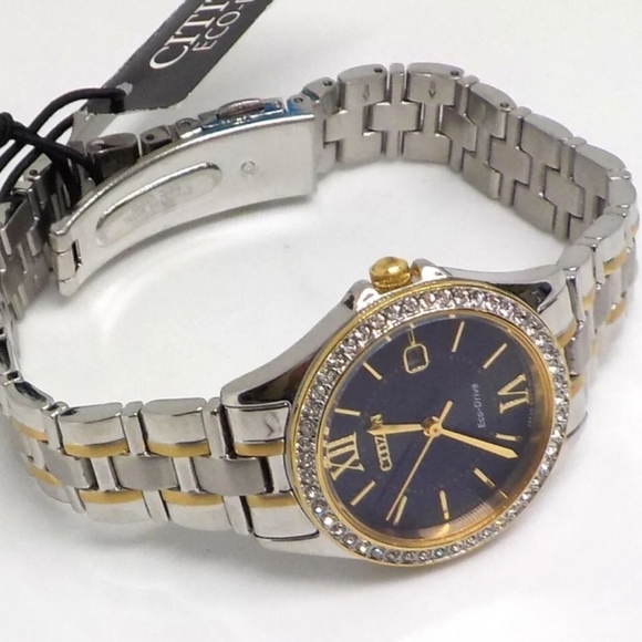 **SOLD** Citizen Ladies' Eco-Drive Crystal Watch with Blue Dial - Picture 5 of 9